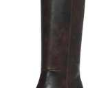 AMINUGAL Womens Knee High Boots Square Toe Chunky Block Low Heel Tall Boots for Women Extra Wide Calf Biker Motorcycle Riding Clubbing Corporate Rave Festival ComfyTrendy Y2k Vintage (8, Brown)