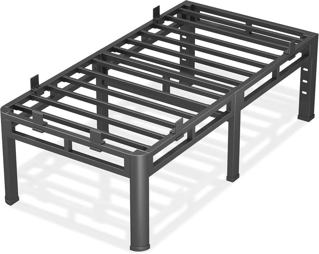 Twin Size Bed Frames 24 Inch Tall,Double Layer Heavy Duty Metal Platform | Easy Assembly,Noise Free,2in1 Base,4000lbs Capacity,6 Mattress Stoppers,Round Corner Legs, 20"Storage Space,Headboard Holes