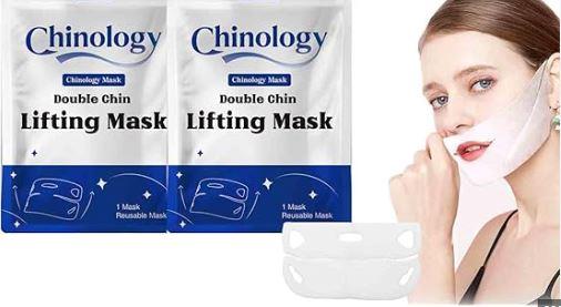 4 Pcs Chinology Chin Mask, Chinology Double Chin Lifting Mask, Deep Collagen Jawline Shaper Masks for Tightening and Firming- with Hyaluronic Acid, Vitamin E, Best By: 05/10/2028
