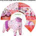 LovinPet Large Dog Onesies, High Collar Cotton Dog Bodysuit, UV Protection, Post Surgery Comfort Clothes, Lightweight Light Pink Baby Elephant Print, Pitbull Clothes, Undershirt for Dog Dresses, M, Pink/Purple