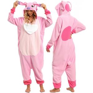 Wishliker Unisex Adult Onesie Pajamas Animal Onesies Women Men Christmas Halloween Cosplay Costume Sleepwear (Zipper Pink)