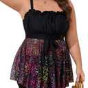 Summer Mae Plus Size Swimsuit for Women Two Piece Swim Dress with Boyshorts Flowy Bathing Suit Modest Tankini Colorful Ball 18 Plus, 18W