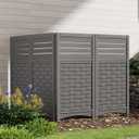KINYING Air Conditioner Fence Privacy Screen,4 Panels Pool Equipment Trash Can Enclosure Screen for Outdoor,Resin Fence Panels Kit,45" (H) x 22" (W) Per Panel, Grey