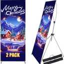 2 Pack X Frame Banner Stand Fits Banner Adjustable Size Width 35" and Height 71" to 78" with Portable Travel Bag, Customize Stand for Tradeshow, Market, Store, Display, Event, Birthday & Party