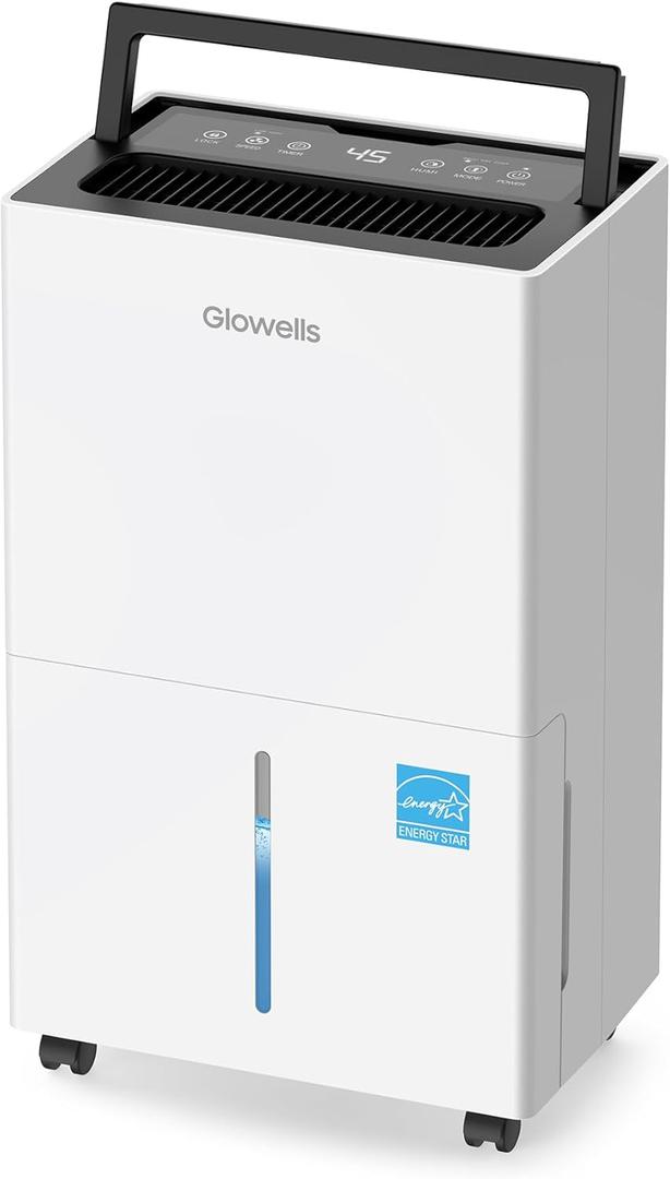 4500 Sq.ft Energy Star Dehumidifier for Home Basement, Glowells 52 Pints Large Room Dehumidifier with Drain Hose & Water Tank 0.58 Gal, Dehumidifiers with Smart Humidity Control, Auto Defrost