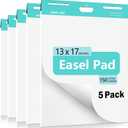Sticky Easel Pad, 13 x 17 In Self Stick Chart Paper for Teachers, Super Sticking Power Anchor Chart Paper for White Board, Flip Chart Paper with Sticky Back for Classroom, Office, School, 30 Sheet/Pad, 5 Pads
