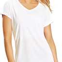 Haimont Women's Quick Dry Short Sleeve T-Shirts V-Neck UPF 50+ Tops Workout Athletic Fitness Running, Moisture Wicking