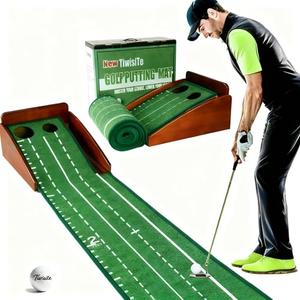 TiwisiTe Indoor Golf Putting Green, Putting Mat with Automatic Ball Return - Solid Wood Structure No Humping, Suitable for Home, Office and Outdoor Play - Ideal Golf Gift for Men and Women