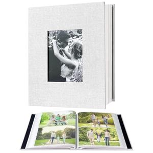 200-Pocket Photo Album 4x6 - Slip-In Picture Album with Linen Cover & Display Window, Vertical Photo Book for Wedding, Family, Baby, Anniversary & Vacation Memories (Holds 200 Photos)