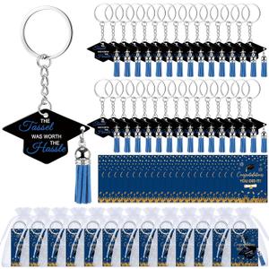 Sureio 50 Sets Class of 2026 Gifts Graduation Cap Keychains Acrylic Tassel Keyrings for University College Middle High School