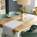 Scalloped Edge Table Runner 70 Inches Preppy Embroidery Edge Table Runner Cute Neutral Rustic Dining Decor for Kitchen(Sage Green,White)