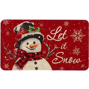 Roszwtit Merry Christmas Snowman Door Mat 30 X 17 Inch Christmas Let It Snow Doormat Indoor Outdoor Entrance Floor Rug Non Slip Winter Christmas Decor Rubber Welcome Mats