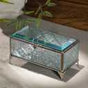 DHCGPP Glass Vintage Jewelry Box Keepsake storage Trinket Ring Display Box Home Decor Embossed Clear Glass Box Organizer(6.5x3.5x3.3Inches)