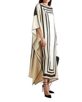 Women's Printed Silk & Satin Kaftan Dresses – Calf/Maxi Length – Loose Fit Lounge, Beach & Party Wear – Free Size