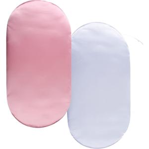 Satin Bassinet Sheet Set 2 Pack Ultra Soft Silk Fit for Rectangle, Hourglass, Oval Bassinet Mattress Protect for Baby Hair and Skin Cradle or Bassinet Sheets, (2 pack,Grey & Pink)
