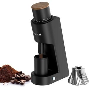 Single Dose Coffee Grinder,Wirsh Geimori GU38 Coffee Grinder with 38mm 6-Core Stainless Steel Conical Burr, 0.01mm Stepless Adjustment, Low Retention Espresso Grinder with Magnetic Dosing Cup,Black