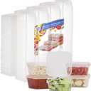 3 oz Small Plastic Containers with Lids (100pack), Disposable Condiment Containers with Lids, Portion Cups, Jello Shot Sauce Cups (Square)