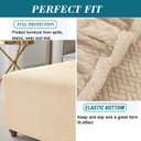 HFCNMY Ottoman Cover Square,Stretch Knitted Jacquard Ottoman Cover Thick Ottoman Slipcover Square Washable Storage Foot Stool Cover with Elastic Bottom Beige X-Large