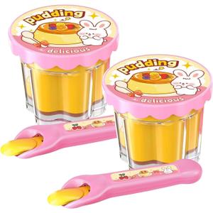 Pudding Feeding Toys Doll Toy Foods Set for Toddlers 3 4 5 6 with a Spoon Perfect for Doll Role Play Small Easter Basket Stuffers Outdoor Birthday Activities Toys 2 Pieces