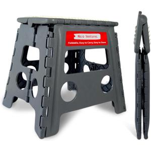 Versatile Folding Step Stool - 13 in Foldable Step Stool for Kids, Home, Camping, and Office - Lightweight, Sturdy, and Portable Foldable Stool, for Outdoors and Indoor Fun (Grey, Small 13) (Gray)