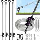 Tinnmao 30 Inch Ground Anchors Heavy Duty, Steel Screw-in Shed Anchor Kit with Galvanized Cable & Turnbuckle, for Sheds, Trailers, Mobile Homes, Trampolines, Camping Tents & RVs (4 PCS)