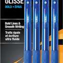 6 x BIC Glide Bold Blue Ballpoint Pens, Bold Point (1.6mm), 4-Count Pack, Retractable Ballpoint Pens With Comfortable Full Grip