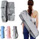 Tumaz Yoga Mat Bag | Padded Adjustable Shoulder Strap | Fits Up to 26" Mats | Multi-Pocket Storage for Essentials | Heavy-Duty G-Hook Closure | Lightweight & Durable for Yoga, Pilates & Fitness (02. Cloud Grey)