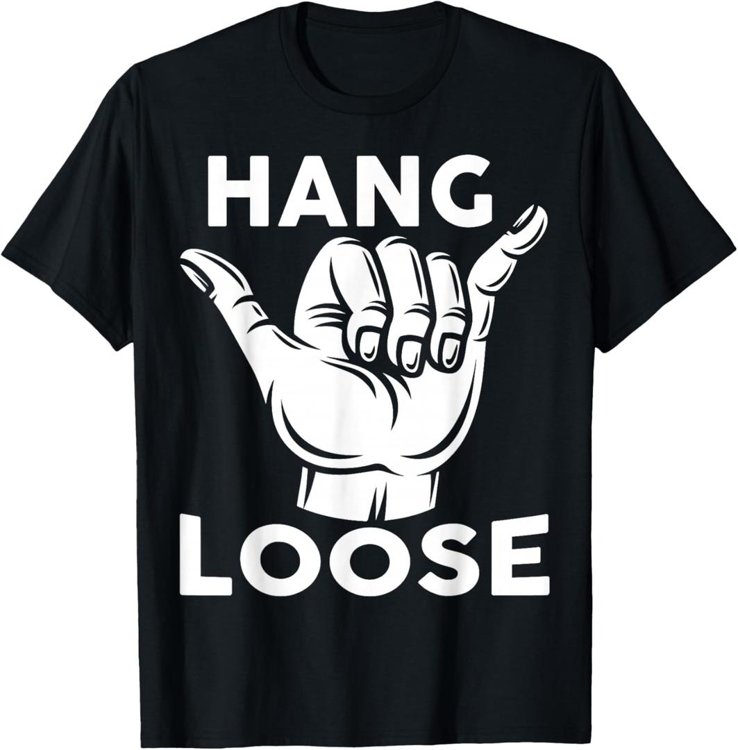 Hang Loose, Hawaii Pineapple Tiki Hawaiian T-Shirt (Blue, S)