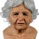 Halloween Mask Realistic Old Man Mask Creepy Human Latex Mask,Scary Wrinkle Halloween Cosplay Costume Mask Party Props