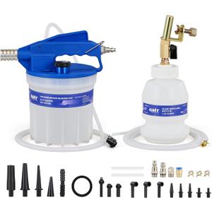 Orion Motor Tech 2L Vacuum Brake Bleeder Kit, Pneumatic Brake Fluid Bleeder Kit with 2.1 qt Brake Fluid Extractor 1L Refilling Bottle 19 Adapters, One Person Brake Bleed Fluid Pump Brake Bleeding Tool