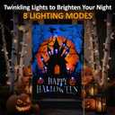 LED Christmas Haunted House Garden Flag Stake, Solar-Powered Double-Sided Outdoor Decor, Scary Yard Flag for Patio Lawn Thanksgiving Party Winter Holiday Decorations & Gifts
