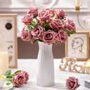 Thiccywoov 30 Pcs Rose Artificial Flowers in Bulk Lifelike Long Stem Silk Roses Bouquets Realistic Faux Flowers for Wedding Bridal Shower Home Decor Floral Arrangements Table Centerpiece(Dusty)