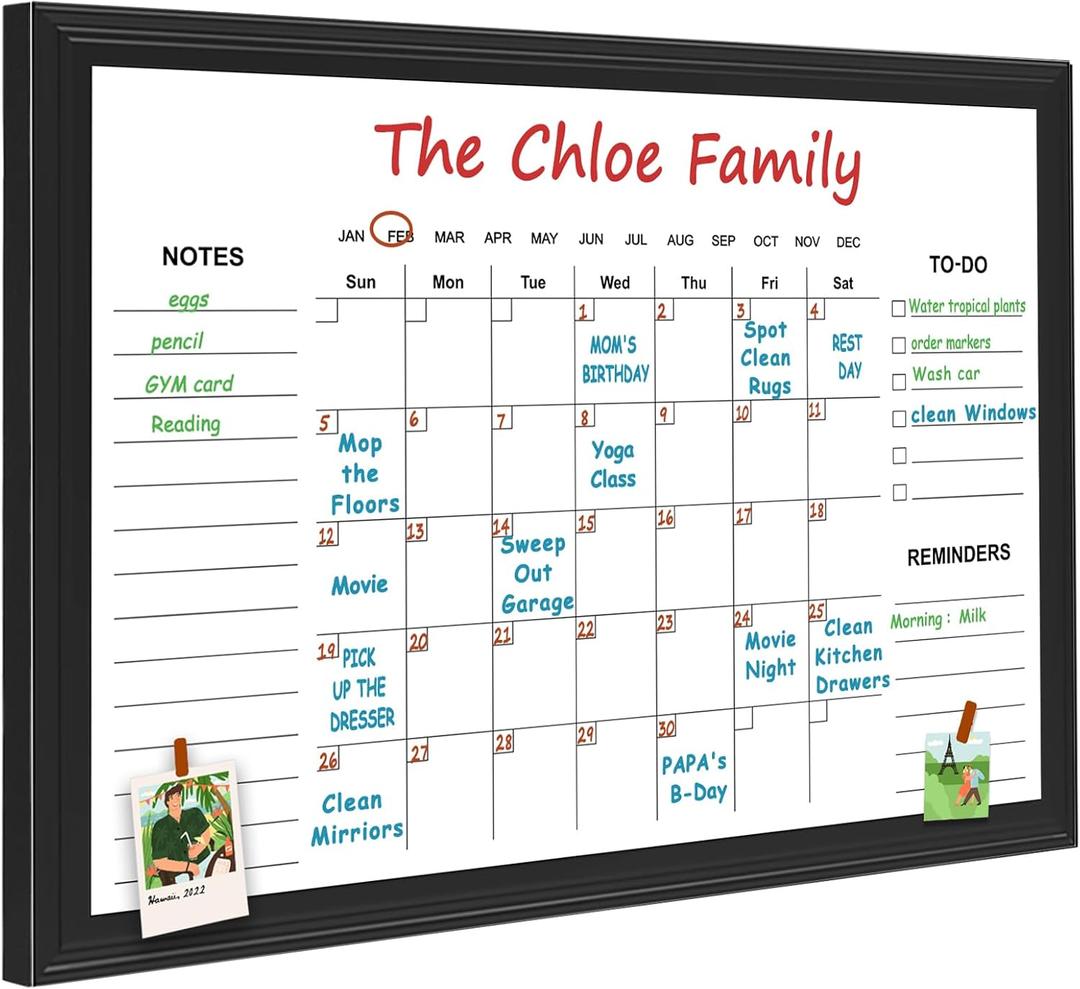 Dry Erase Calendar Whiteboard for Wall, 17.7"  23.6" Magnetic Monthly and Weekly White Board, Family Planner