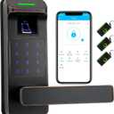 Fingerprint Door Lock, Heavy Duty Full APP Control Touchscreen Keypad Keyless Lock with Reversible Handle, Perfect for Home/Office/Bedroom Doors (Aged Bronze)