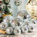 Libima 12 Pack Bulk Large Disco Ball Decorations, Silver Mirror Hanging Disco Balls Ornaments for Christmas Tree, Mothers Day, 70s 80s Party, Wedding, Prom, DIY Decor(8'', 6'', 4'', 3'')