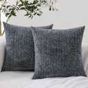 Artcest Set of 2 Soft Decorative Throw Pillow Covers Cozy Textured Cushion Cases for Couch Bed and Living Room, 18"x18" (Grey)