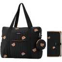 GOBABYMART 3pc Diaper Bag Tote Set, Hospital Bag for Labor & Delivery, Maternity Travel Bag with Changing Pad & Pacifier Case (Medium - Black Bears)
