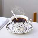 Porlien Royal Blue Star-night Porcelain 7-ounce Teacup and Saucer Set (6)
