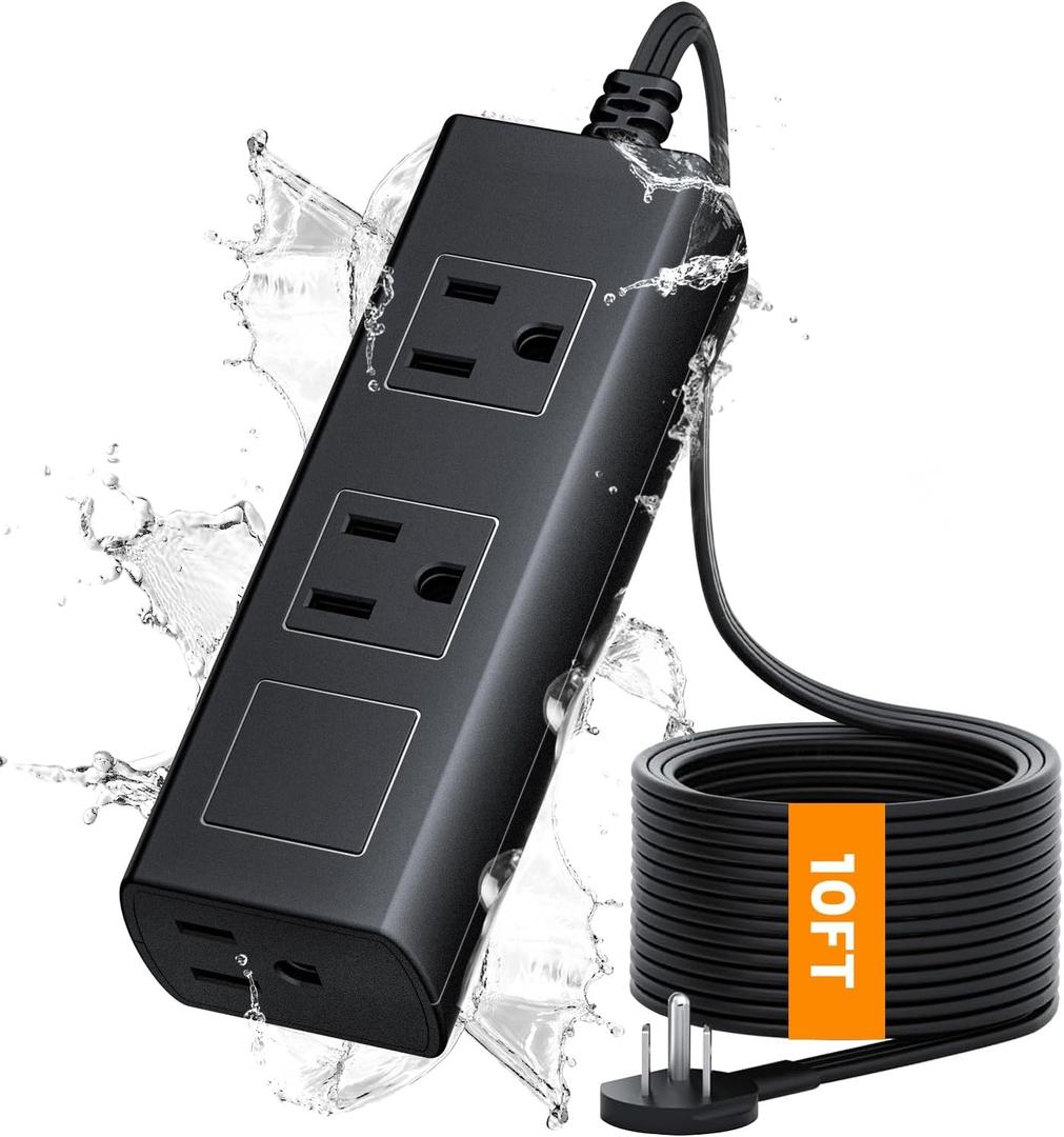 Black Power Outlet, 3 Plugs, L120 inches