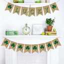 2 x Happy St. Patrick's Day Decorations Decor Banner Backdrop for Home Office Burlap, St. Patrick's Saint Patrick Day Decorations Banner for Wall Fireplace Mantel Indoor Outdoor