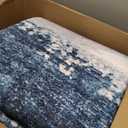 Carvapet 6x9 Area Rugs for Living Room, Blue Modern Abstract Low Pile Large Carpet with Rubber Backing, Foldable, Non Slip Machine Washable (9 x 6 Feet Rectangular, Dark Blue Rug)