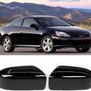 Yumzeco 2PCS Compatible with Honda Accord Mirror Cover 7th Gen 2003 2004 2005 2006 2007, Driver Passenger Side Rearview Mirror Caps Replacement for Honda Accord W/O Light Hole (US Model)- Glossy Black