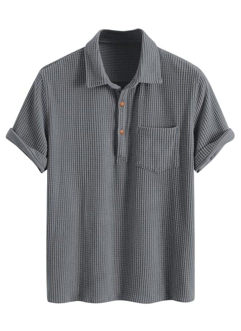 ZAFUL Men's Casual Button-Down Shirts Short Sleeve Striped Dress Shirts Button Down Tops L