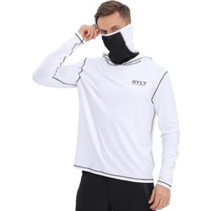 Fishing Shirts for Men,Long Sleeve Rash Guard Shirts Sun Protection Hoodie Athletic Running Hiking Shirt 1/2 Packs (XXL)