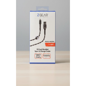 Zgear 10ft Braided Charge Cable for USB C