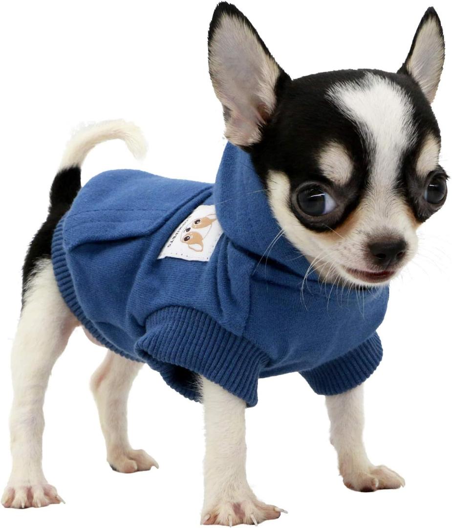 LOPHIPETS Dog Cotton Hoodies Sweatshirts for Small Dogs Chihuahua Puppy Clothes Cold Weather Coat-Navy/XXS (XX-Small for 0.5-1.2 lbs) LOPHIPETS Dog Cotton Hoodies Sweatshirts for Small Dogs Chihuahua Puppy Clothes Cold Weather Coat-Navy/XXS (XX-Small for 0.5-1.2 lbs)