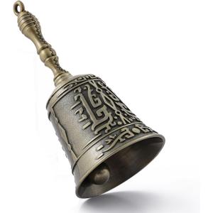Super Loud Solid Brass Hand Call Bell for Ringing at Wedding, New Style Hand Bells for Seniors Bedside, Teacher Classroom Bell, Dinner Bell, Tibetan Bells, Gift for Bedridden Mom (Bronze)