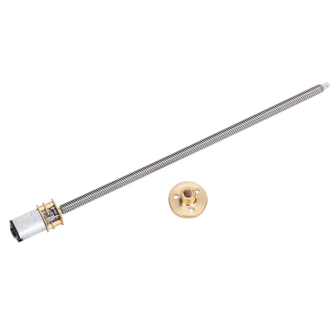 DC 6V 12V Speed Reduction Gear Motor with T5 160mm Screw Thread Shaft Brass Nut for Electronic Locks Mechanical Arms DIY Mobile Robots Smart Cars Projects