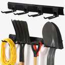 Garage Clamping Garden Tool Organizer, Wall Mount Tool Holder Heavy Duty Garage Storage Tool Rack, Garage Organization Shovel Hangers Yard Tool Hook, Hold Up to 300lbs (32Inch Black) (36Inch)