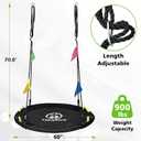 HeyZoo Tree Swing, 60 inch Larger Saucer Swing for Whole Family, 900lbs Weight Capacity, with Adjustable Hanging Straps, for Outdoor Backyard, Gifts for Kids, Black